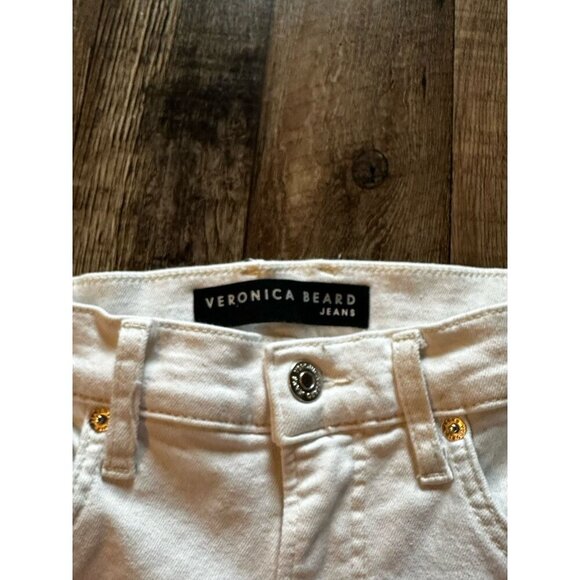 Veronica Beard Carly Raw Hem Kick-Flare Jean High Rise Jean in White Size 29 - Picture 4 of 10